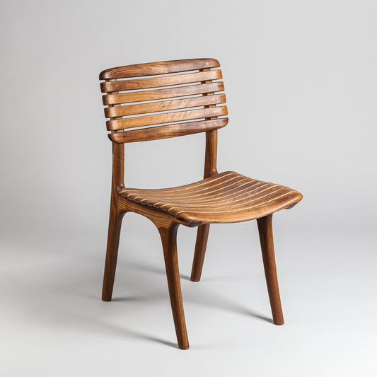 Open Back Slat Dining Chair - Walnut