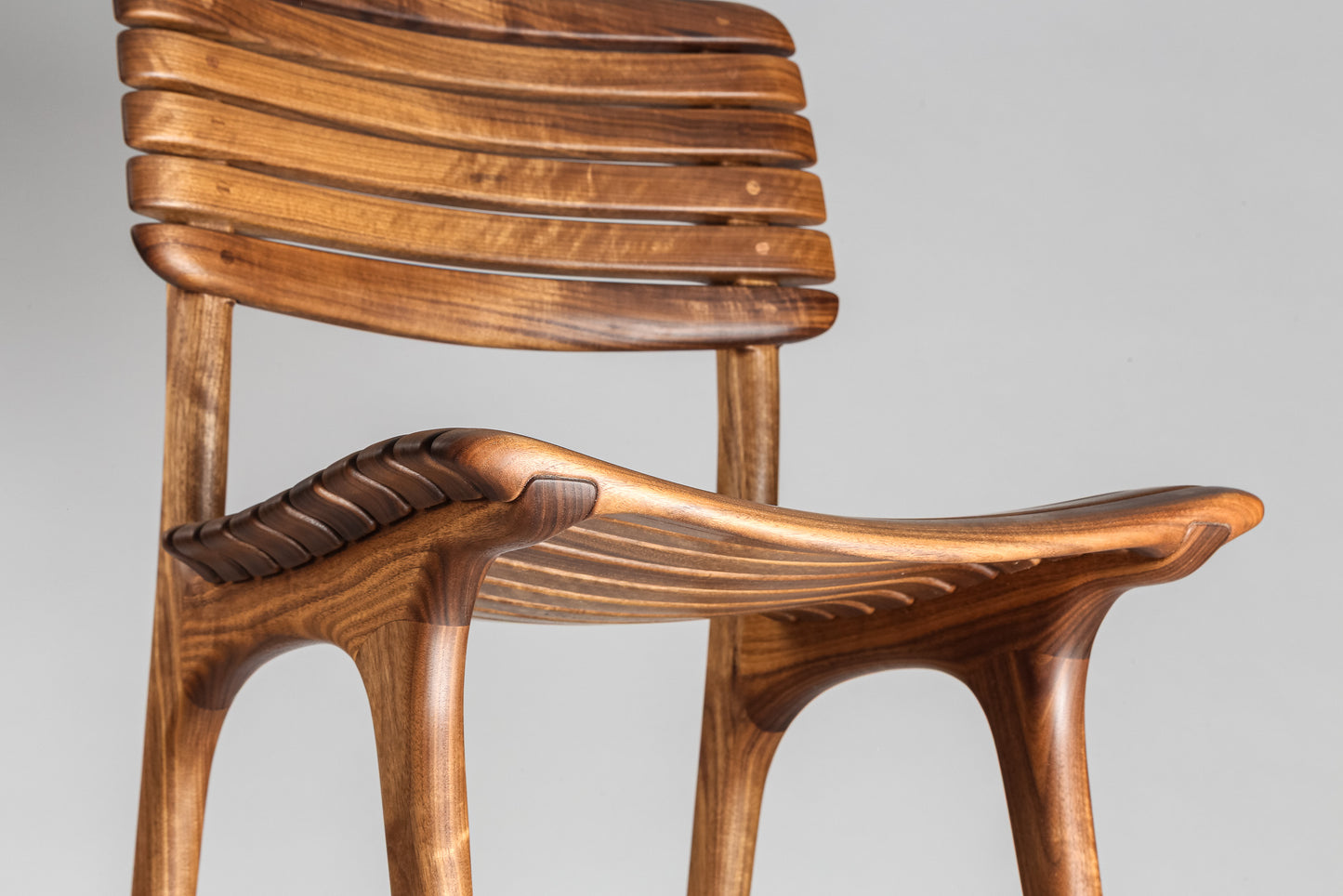 Open Back Slat Dining Chair - Walnut